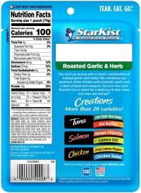 slide 3 of 5, StarKist Chicken Creations Roasted Garlic & Herb Premium White Chicken in Sauce - 2.6 oz, 2.6 oz