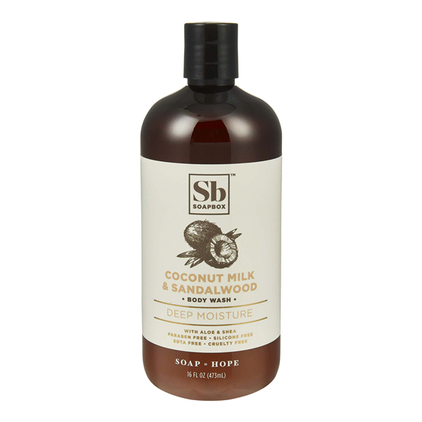 slide 1 of 1, Soapbox Body Wash, Coconut Milk & Sandalwood, 16 fl oz