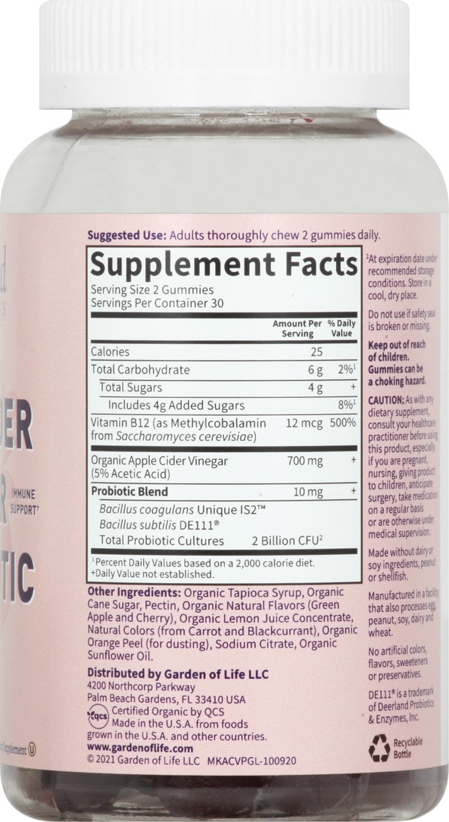 slide 8 of 9, Garden of Life Mykind Apple Cider Vinegar Probiotic, 60 ct