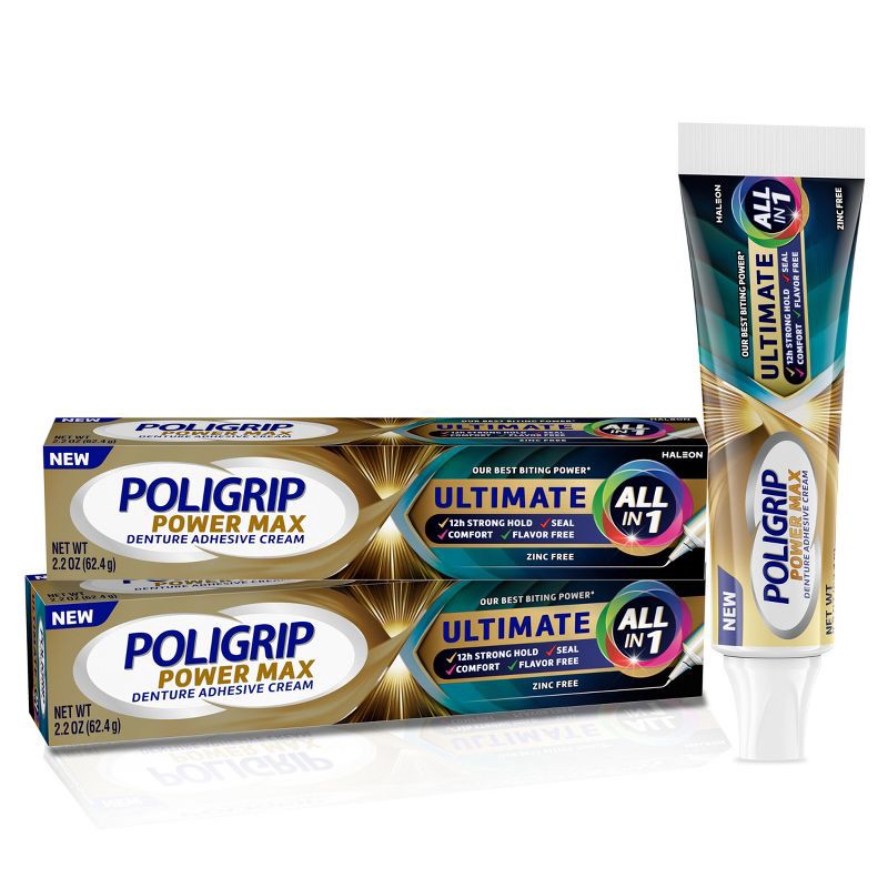 slide 1 of 8, Poligrip Ultimate All in One Denture Care - 2pk, 2 ct