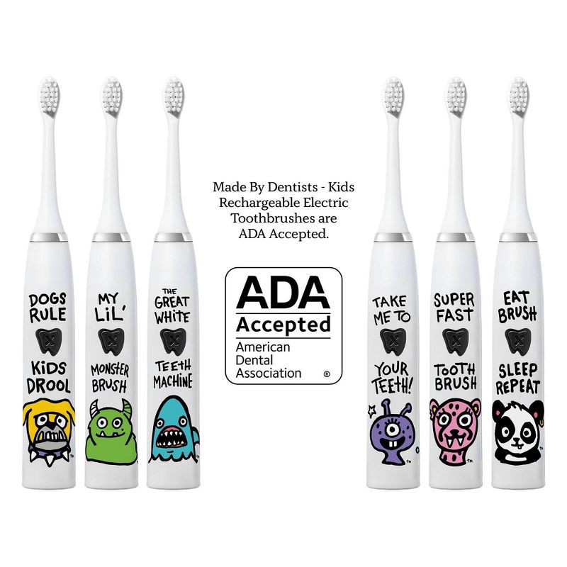 slide 7 of 7, Made by Dentists Kids' Rechargeable Electric Toothbrush with 2 Replacement Toothbrush Heads - Bulldog, 1 ct