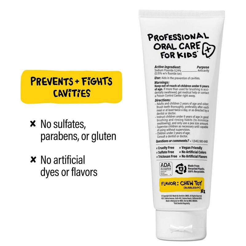 slide 3 of 5, Made By Dentists Kids Bulldog Fluoride Anticavity Toothpaste - Bubble Gum - 4.2oz, 4.2 oz