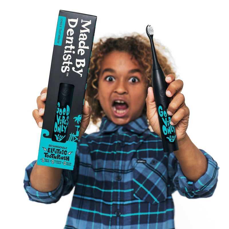 slide 3 of 8, Made By Dentists Sonic X Rechargeable Electric Toothbrush for Kids' - Good Vibes Only, 1 ct