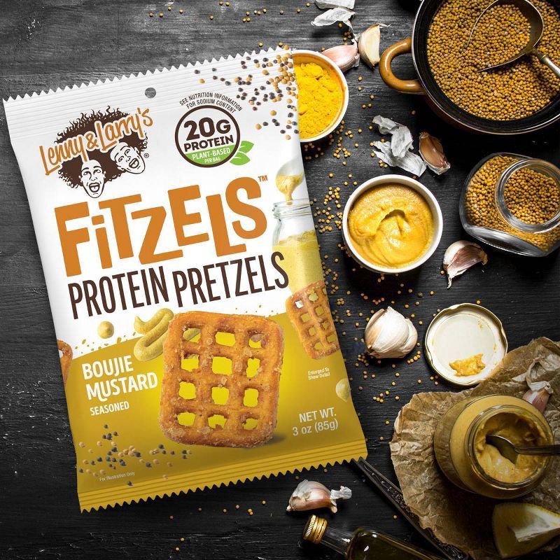 slide 3 of 5, Lenny & Larry's Protein Fitzels Pretzels - Boujie Mustard - 12oz/4ct, 4 ct; 12 oz