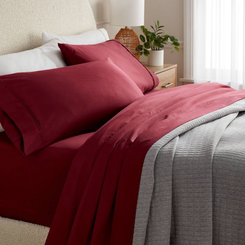 slide 2 of 4, Queen 400 Thread Count Performance Sheet Set Wine Red - Threshold™, 1 ct