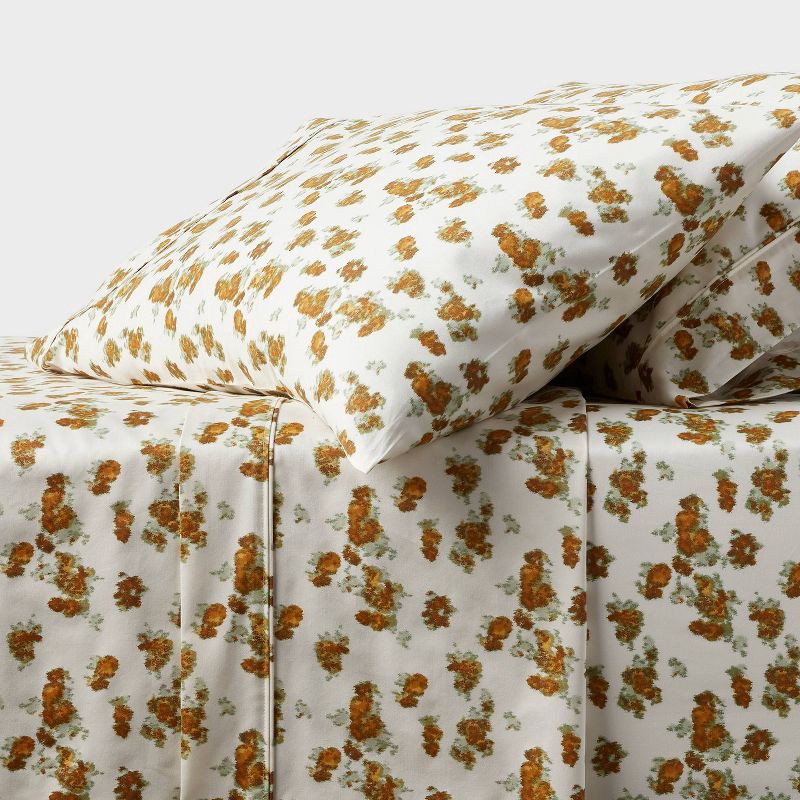 slide 2 of 3, King 400 Thread Count Performance Pillowcase Gold Blurred Floral - Threshold™, 1 ct
