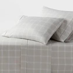 Full 400 Thread Count Performance Sheet Set Gray Plaid - Threshold™
