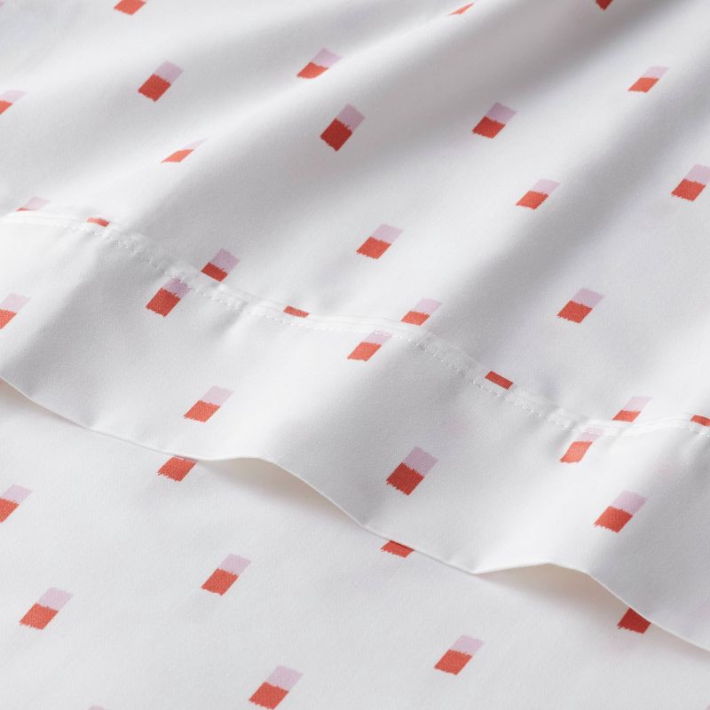 slide 3 of 4, Queen 400 Thread Count Performance Sheet Set Pink/White Ikat Block - Threshold™, 1 ct
