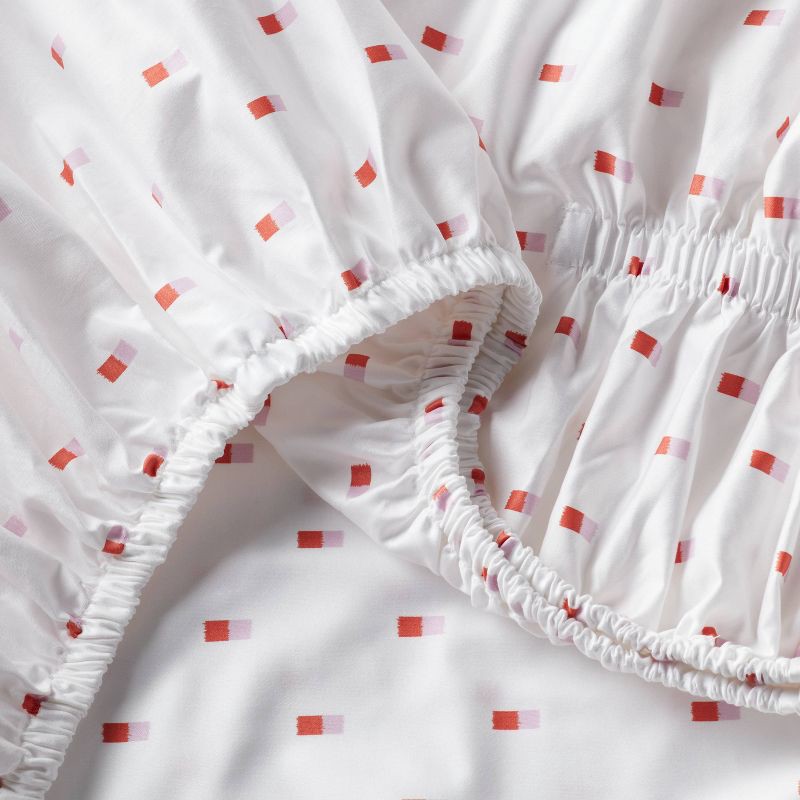 slide 4 of 4, Queen 400 Thread Count Performance Sheet Set Pink/White Ikat Block - Threshold™, 1 ct