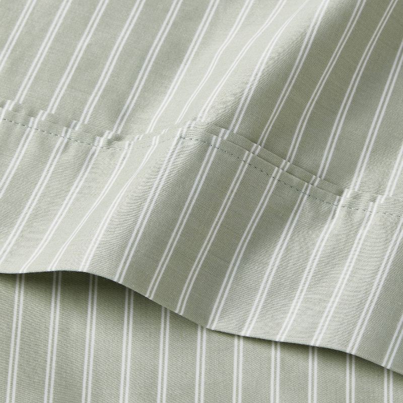 slide 3 of 3, Standard 400 Thread Count Performance Pillowcase Green Stripe - Threshold™, 1 ct