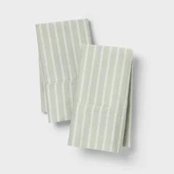 Standard 400 Thread Count Performance Pillowcase Green Stripe - Threshold™