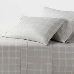 Twin/Twin XL 400 Thread Count Performance Sheet Set Gray Plaid - Threshold™