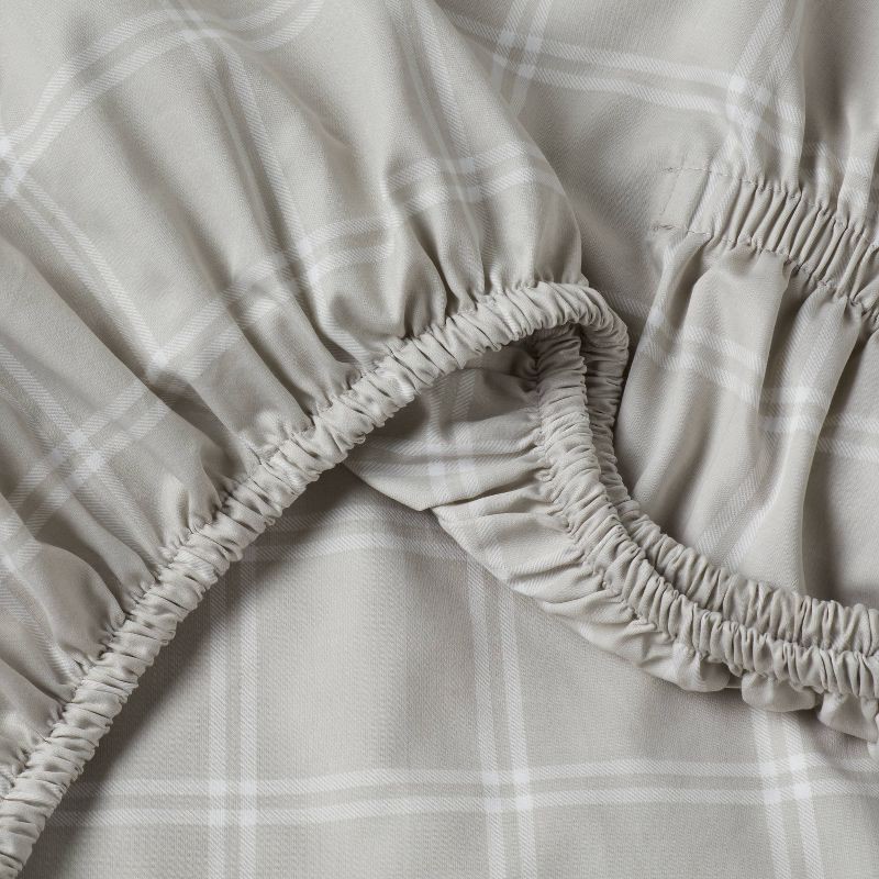 slide 4 of 4, California King 400 Thread Count Performance Sheet Set Gray Plaid - Threshold™, 1 ct
