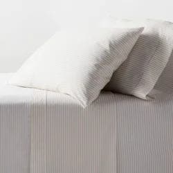 Full Organic Percale Sheet Set Khaki/White Stripe - Threshold™