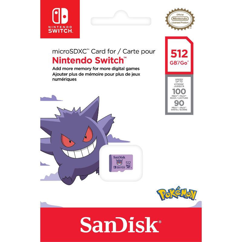 slide 4 of 5, SanDisk Nintendo Switch 512GB Pokemon: MicroSD 100 Mbps Memory Card, 1 ct