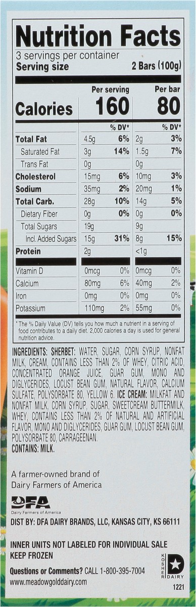 slide 2 of 9, Meadow Gold Orange Dream Bars 6 - 2.5 fl oz Bars, 6 ct