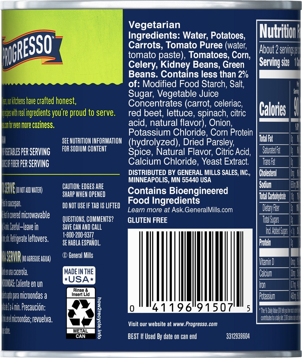 slide 13 of 13, Progresso Vegetable Classics, Garden Vegetable Canned Soup, 19 oz., 18.5 oz