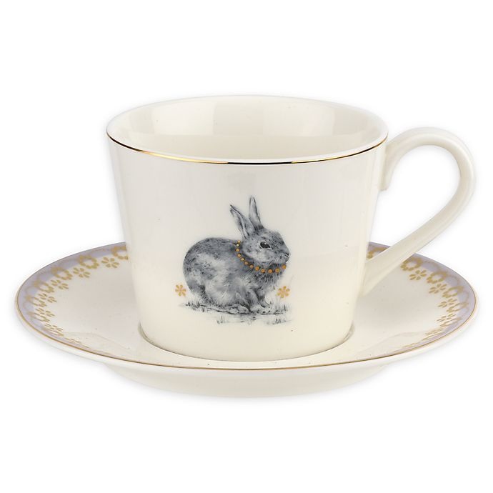 slide 1 of 2, Spode Meadow Lane Teacup and Saucer - Lilac, 1 ct