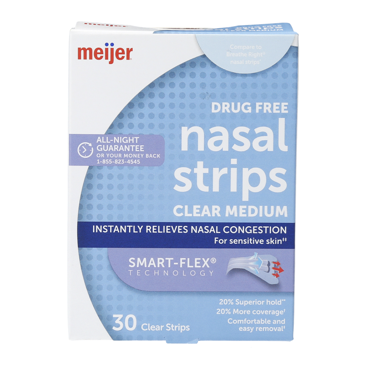 slide 1 of 13, Meijer Nasal Strips Clear Medium, 30 ct