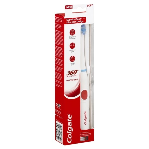 slide 1 of 1, Colgate 360 Advanced Whitening Battery Powered Toothbrush, 1 ct