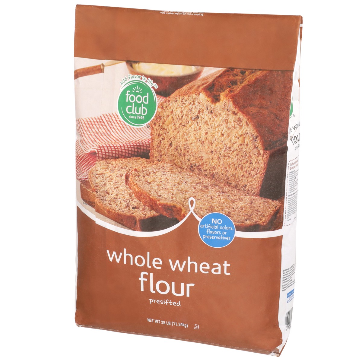 slide 3 of 9, Food Club Presifted Whole Wheat Flour, 25 lb