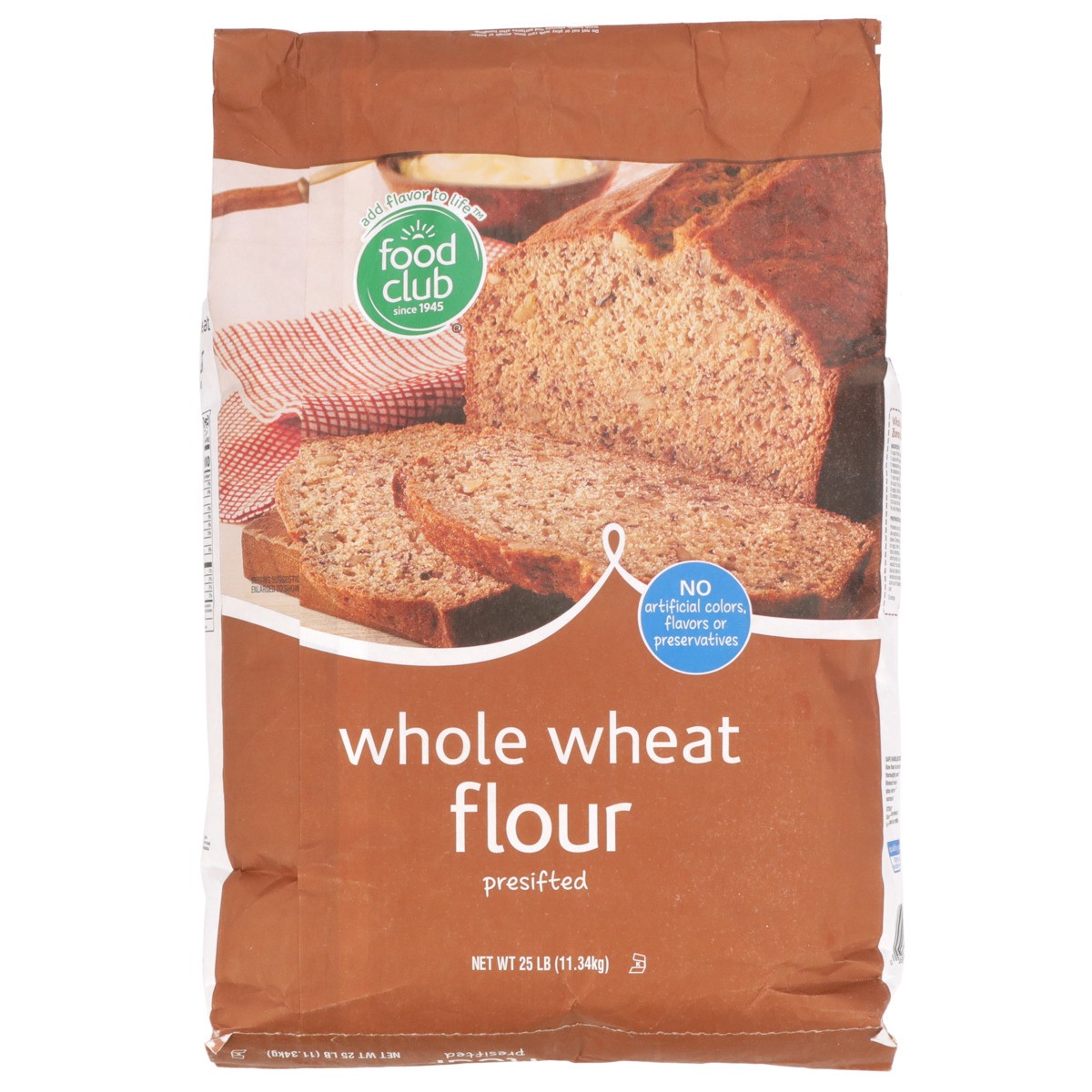 slide 8 of 9, Food Club Presifted Whole Wheat Flour, 25 lb