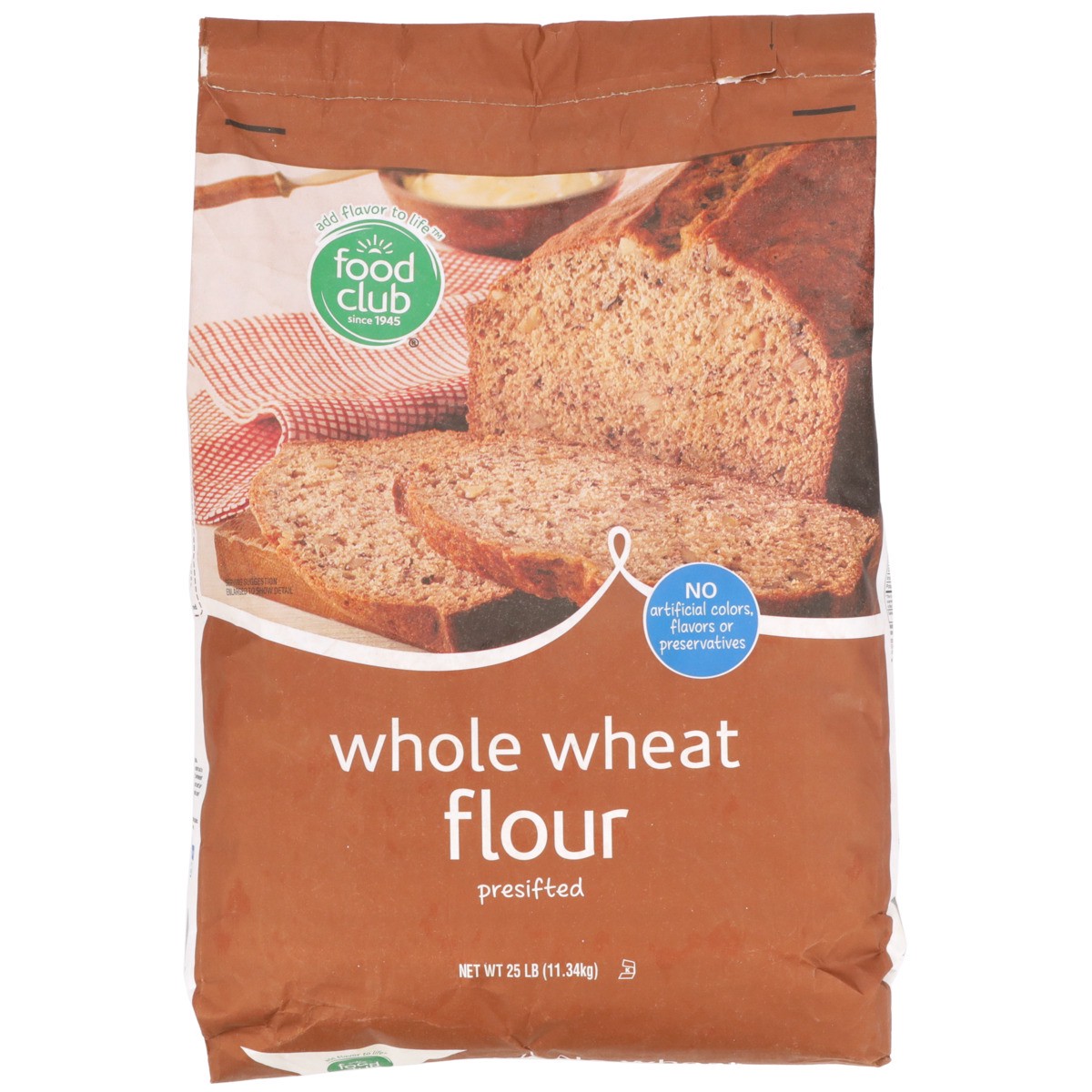 slide 9 of 9, Food Club Presifted Whole Wheat Flour, 25 lb