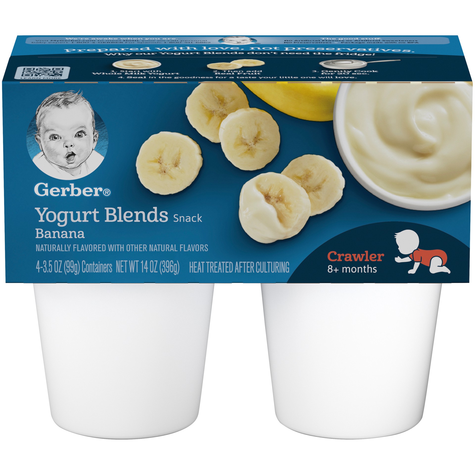 slide 1 of 5, Gerber (Pack of 4) Gerber Yogurt Blends Snack Banana Yogurt, 3.5 oz Cups, 4 ct; 3.5 oz