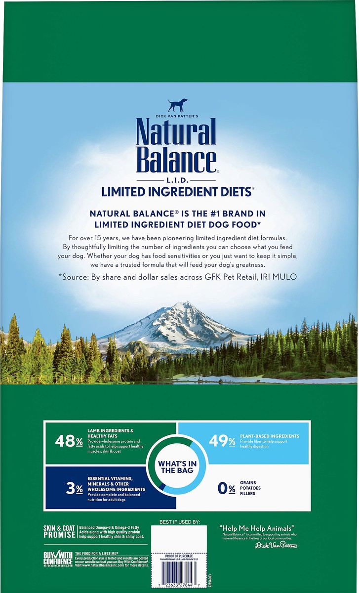 slide 5 of 6, Natural Balance L.I.D. Limited Ingredient Diets Grain Free Lamb Formula Dog Food 12 lb, 12 lb