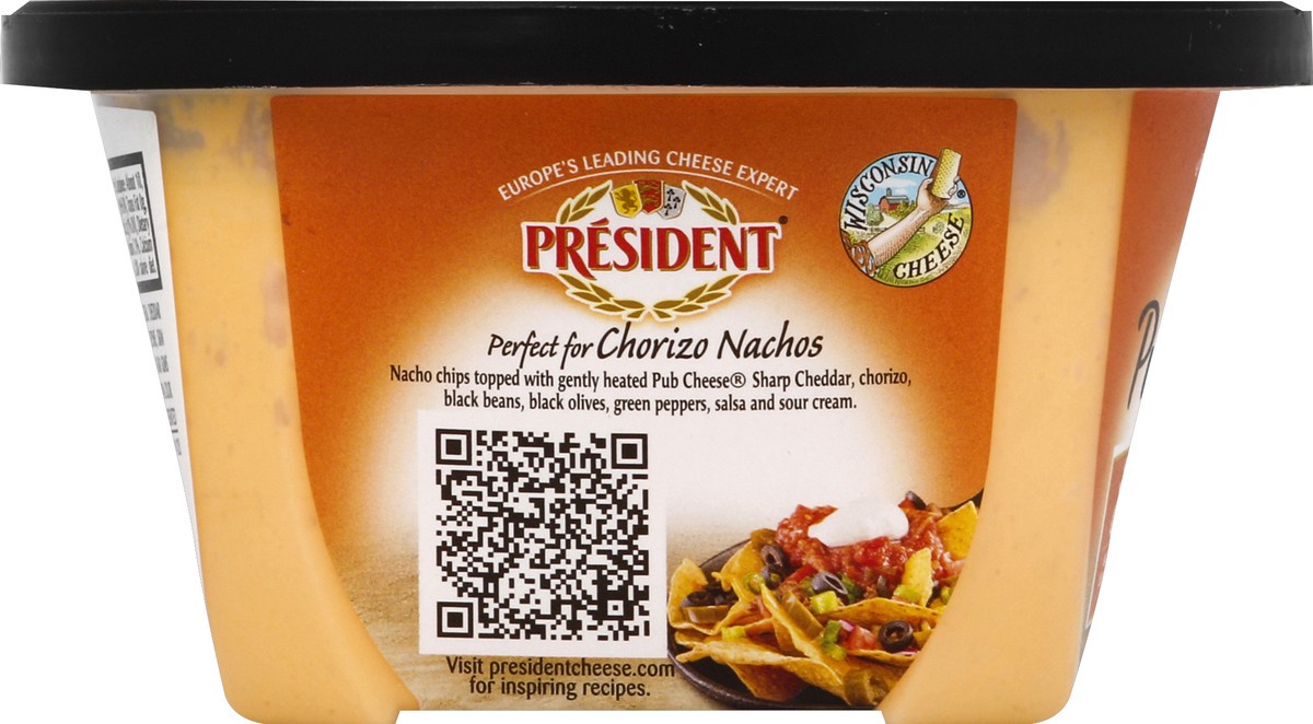 slide 2 of 8, President Pub Cheese Sharp Cheddar Cheese Spread - 8oz, 8 oz