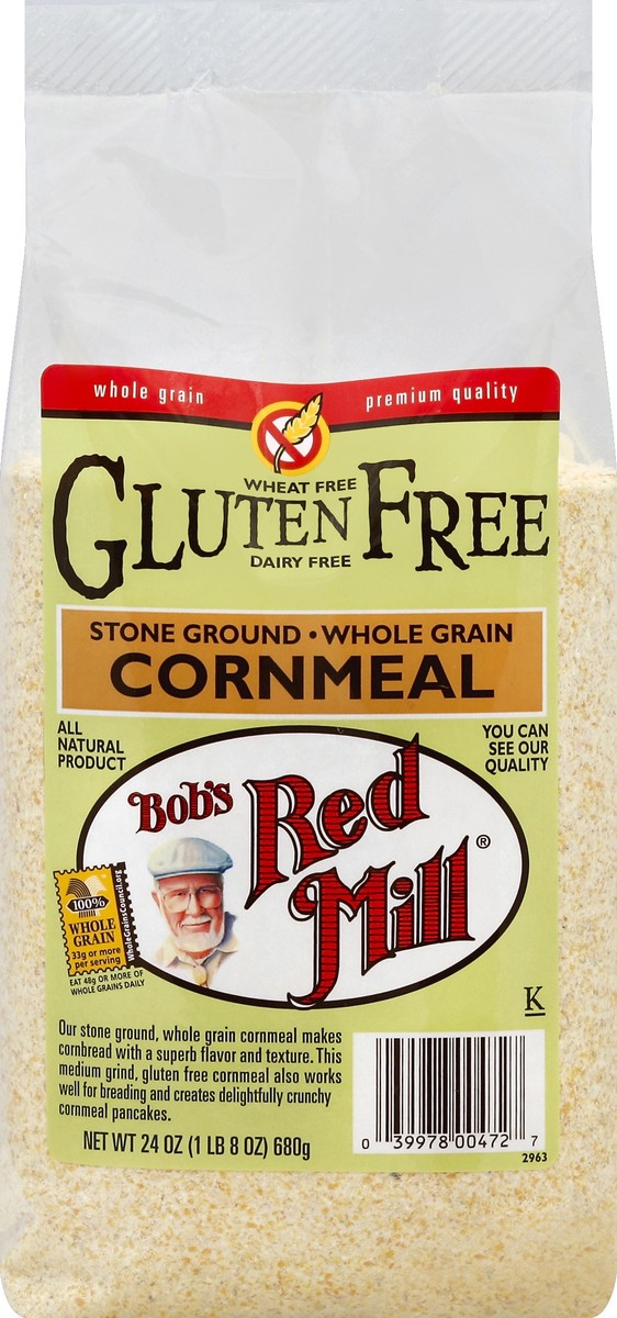 slide 5 of 5, Bob's Red Mill Gluten Free Stone Ground Whole Grain Cornmeal, 24 oz