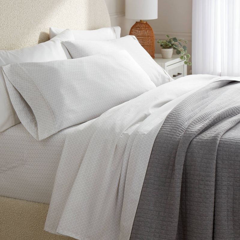 slide 2 of 4, Twin/Twin XL 400 Thread Count Performance Sheet Set Light Gray Geo - Threshold™, 1 ct