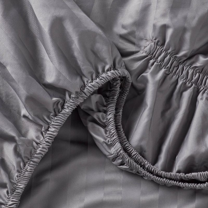 slide 4 of 4, Queen 800 Thread Count Hotel Collection Sheet Set Damask Dark Gray Hem - Threshold™, 1 ct