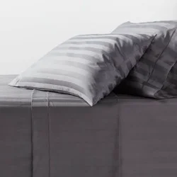 Queen 800 Thread Count Hotel Collection Sheet Set Damask Dark Gray Hem - Threshold™