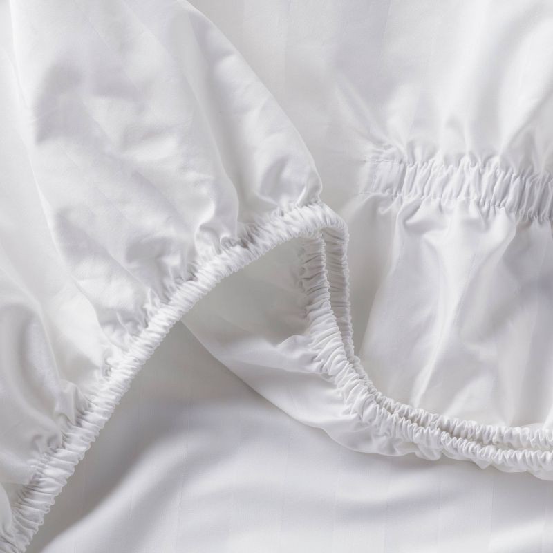 slide 4 of 4, Queen 800 Thread Count Hotel Collection Sheet Set Damask White Hem - Threshold™, 1 ct