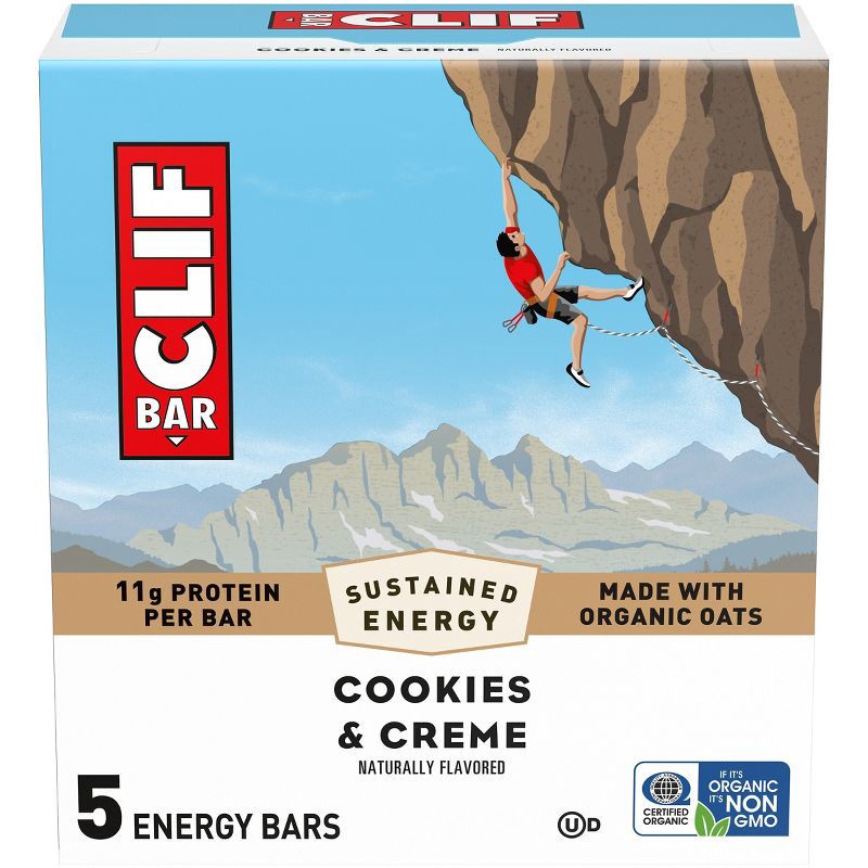 slide 1 of 11, CLIF Bar Cookies & Creme Granola Plant-Based Soy Protein Bars Made with Organic Oats - 11g Protein - 12oz/5ct, 11 gram, 12 oz, 5 ct