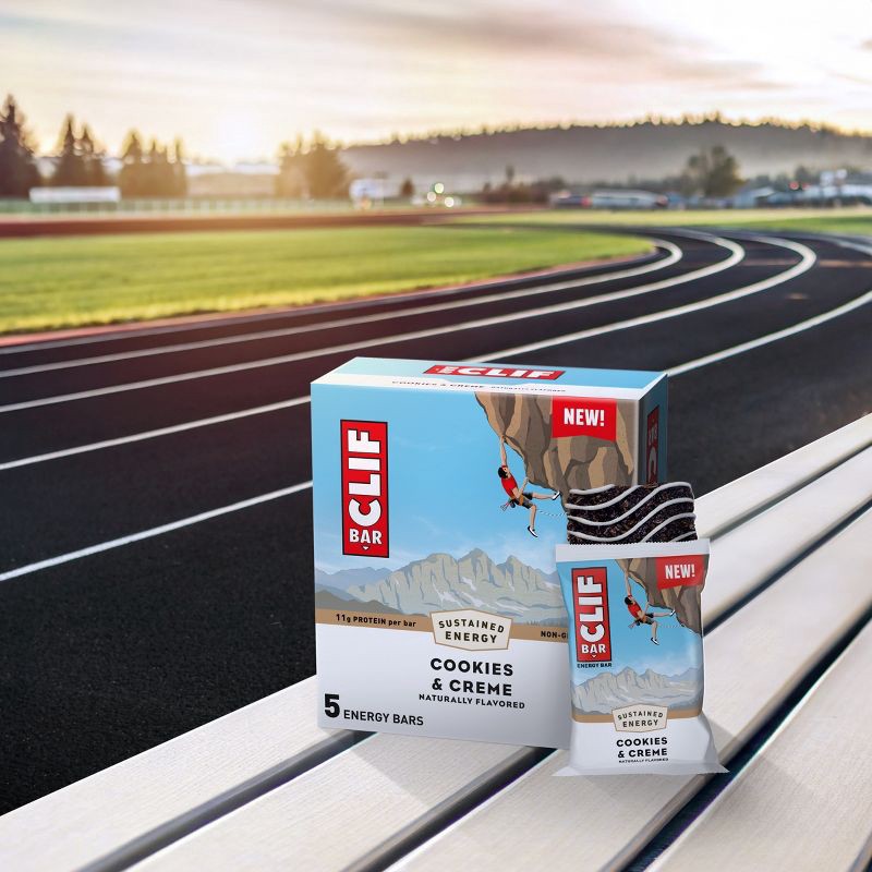slide 5 of 11, CLIF Bar Cookies & Creme Granola Plant-Based Soy Protein Bars Made with Organic Oats - 11g Protein - 12oz/5ct, 11 gram, 12 oz, 5 ct