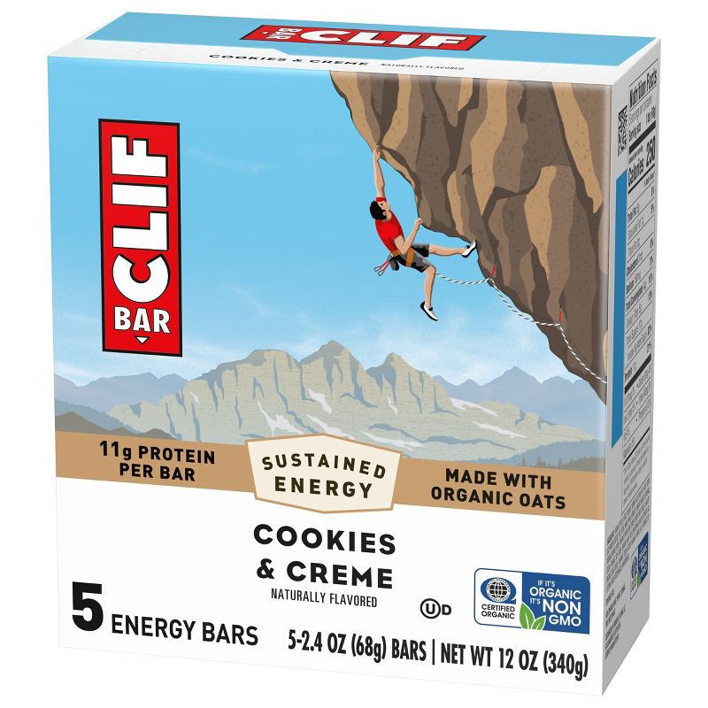 slide 7 of 11, CLIF Bar Cookies & Creme Granola Plant-Based Soy Protein Bars Made with Organic Oats - 11g Protein - 12oz/5ct, 11 gram, 12 oz, 5 ct