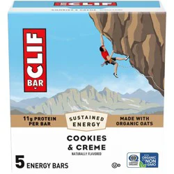 CLIF Bar Cookies & Creme Granola Plant-Based Soy Protein Bars Made with Organic Oats - 11g Protein - 12oz/5ct