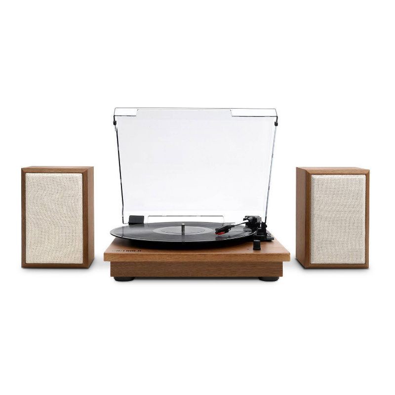 slide 2 of 13, Victrola The Kingfield Bluetooth Record Player Shelf System with Bookshelf Speakers: Belt Drive, 3-Speed, 3.5mm Jack, 1 ct