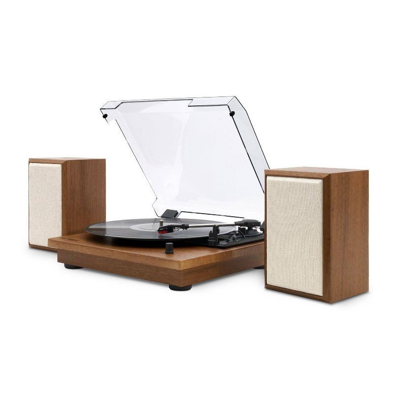 slide 3 of 13, Victrola The Kingfield Bluetooth Record Player Shelf System with Bookshelf Speakers: Belt Drive, 3-Speed, 3.5mm Jack, 1 ct