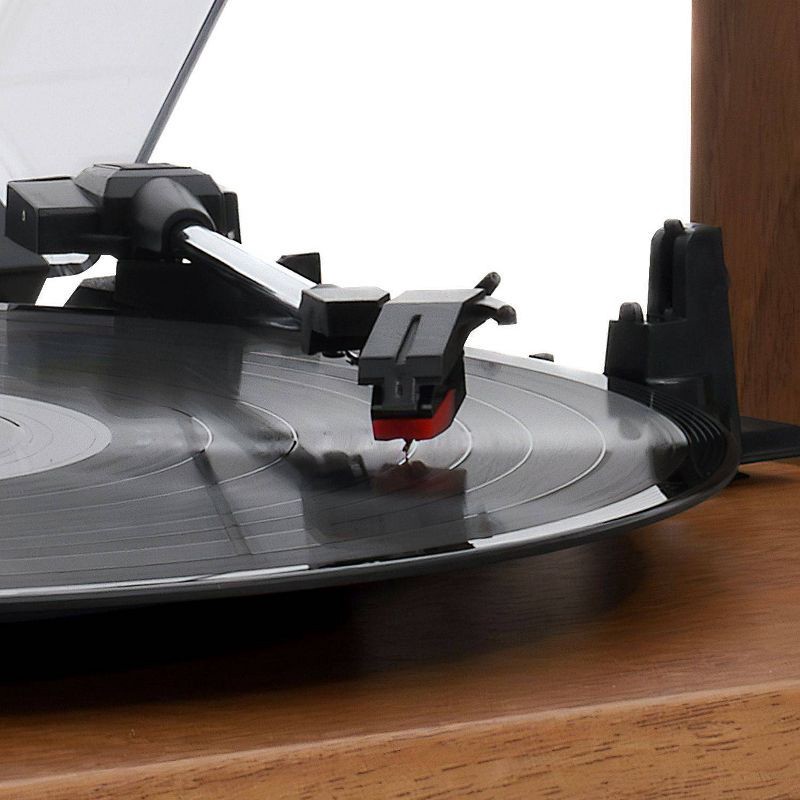 slide 9 of 13, Victrola The Kingfield Bluetooth Record Player Shelf System with Bookshelf Speakers: Belt Drive, 3-Speed, 3.5mm Jack, 1 ct