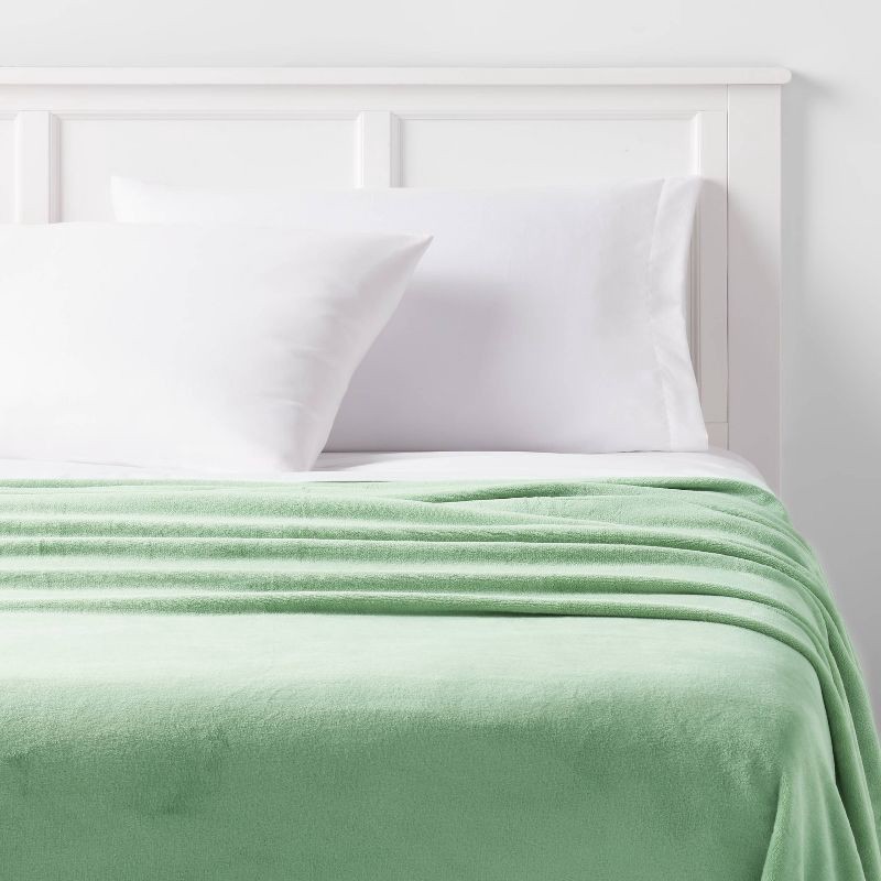 slide 2 of 3, Twin/Twin XL Plush Blanket Sage Green - Room Essentials™, 1 ct