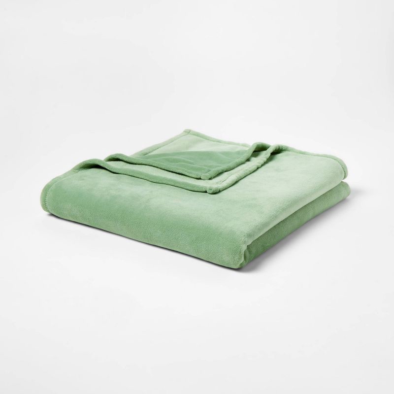 slide 1 of 3, Twin/Twin XL Plush Blanket Sage Green - Room Essentials™, 1 ct