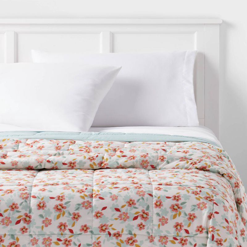 slide 2 of 3, Twin/Twin XL Down Alternative Blanket Pink Floral - Room Essentials™, 1 ct