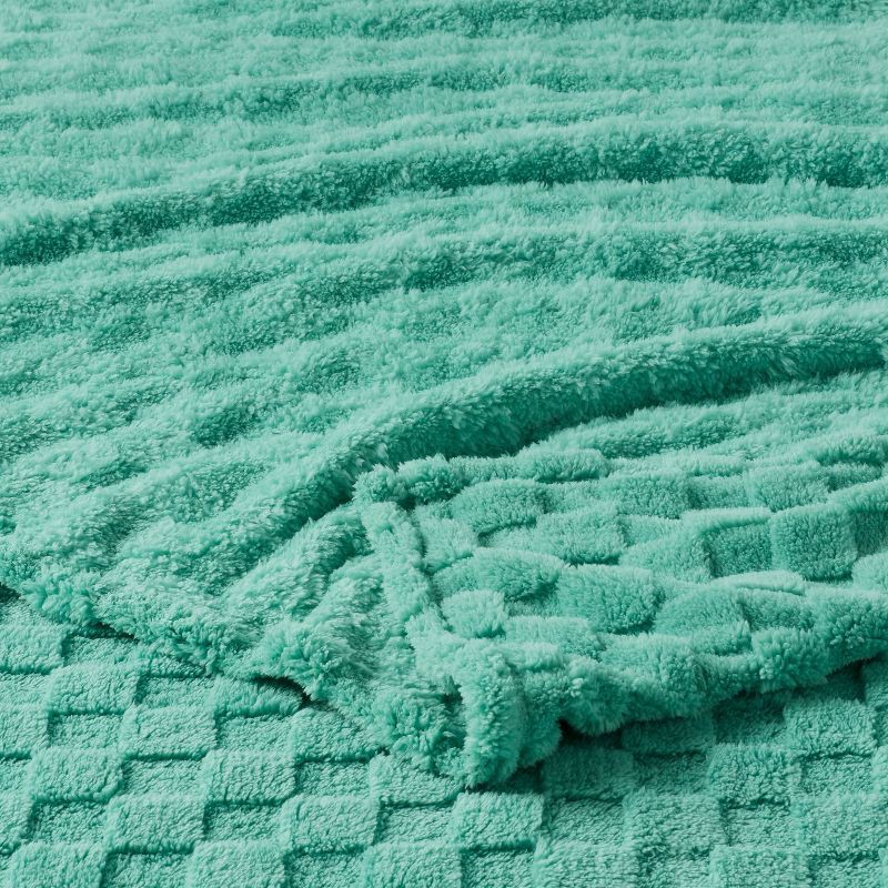 slide 3 of 3, Full/Queen Checkered Blanket Turquoise Blue - Room Essentials™, 1 ct