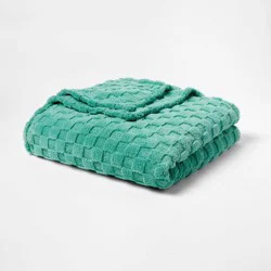 Full/Queen Checkered Blanket Turquoise Blue - Room Essentials™