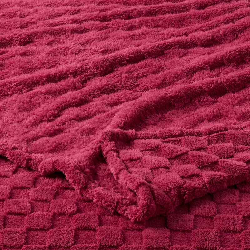 slide 3 of 3, Twin/Twin XL Checkered Blanket Magenta - Room Essentials™, 1 ct