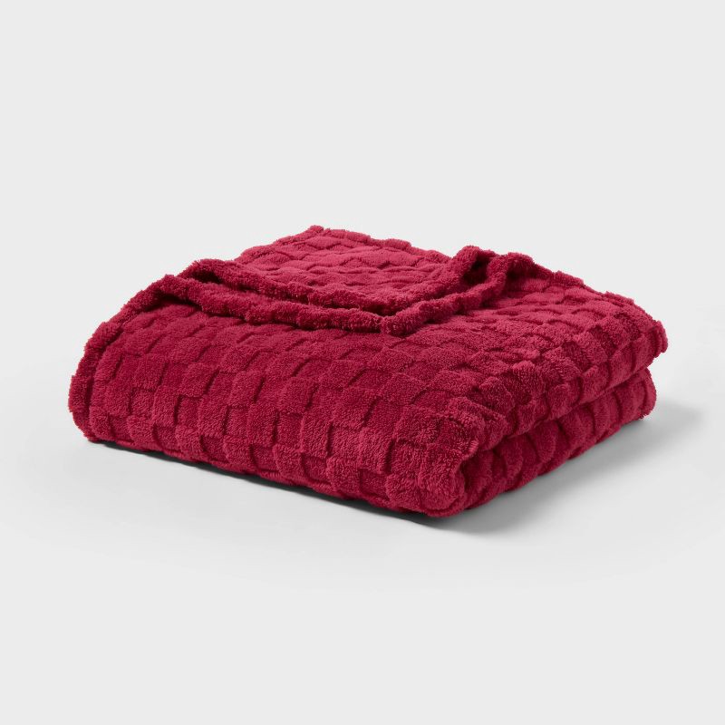slide 1 of 3, Twin/Twin XL Checkered Blanket Magenta - Room Essentials™, 1 ct