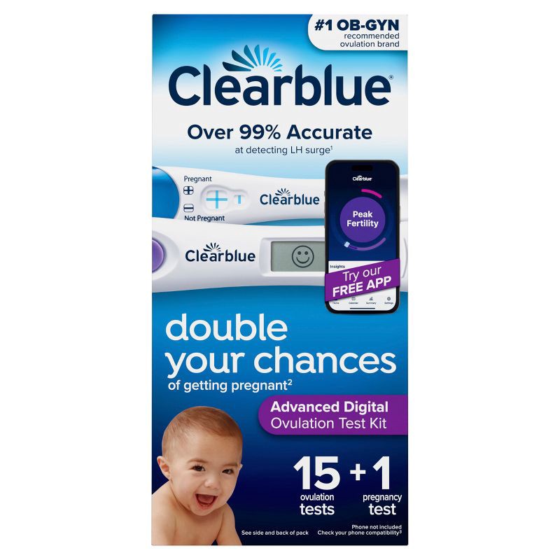 slide 1 of 13, Clearblue Advanced Digital Ovulation Test + 1 Pregnancy Test - 15ct, 15 ct
